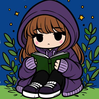 girl in oversized hoodie reading a book