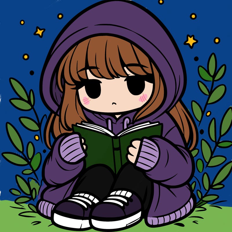 girl in oversized hoodie reading a book