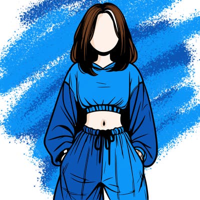 realistic girl faceless with baggy pants and a crop top