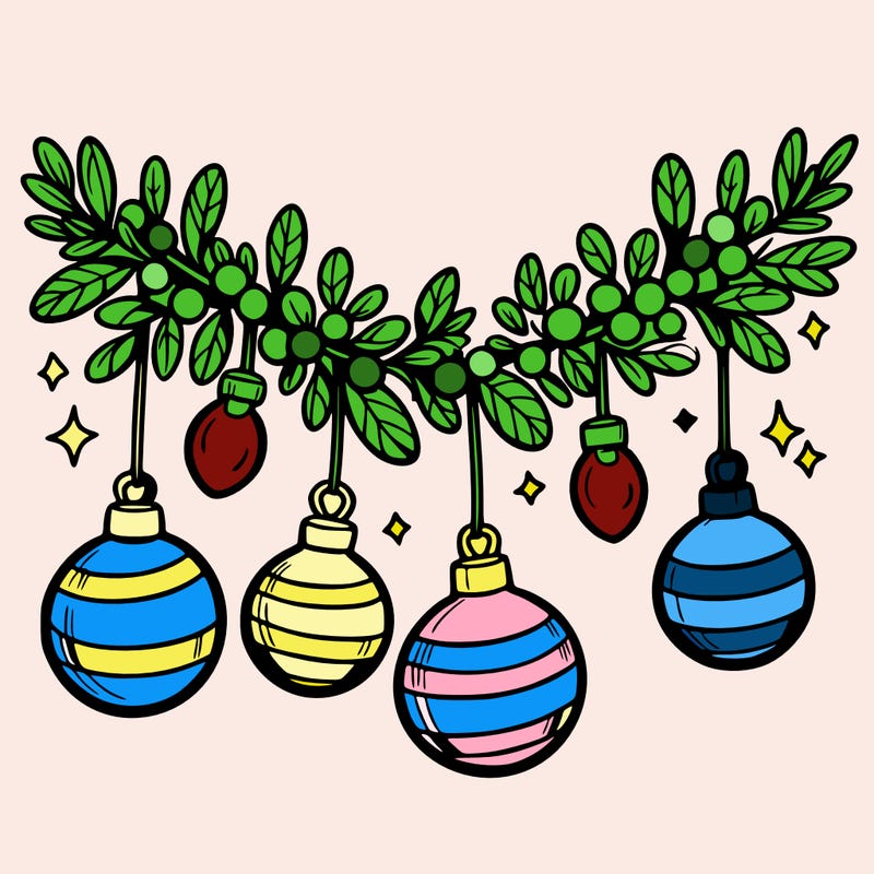 christmas garland with big bulbs