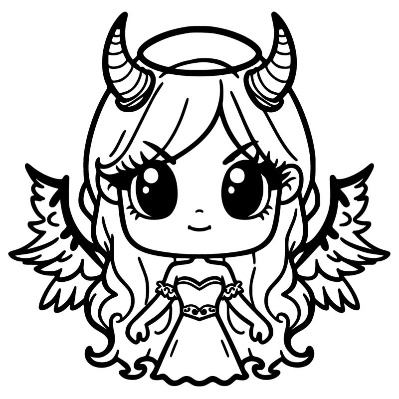 evil girl with horns and wings