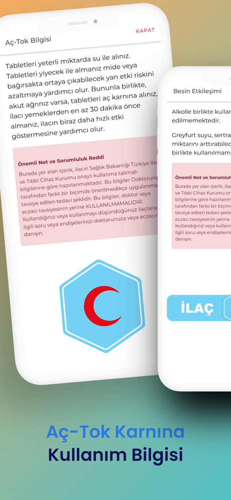 İlaç Fiyatı - Detailed medicine usage instructions and food interaction information on the Ilac Fiyati mobile app