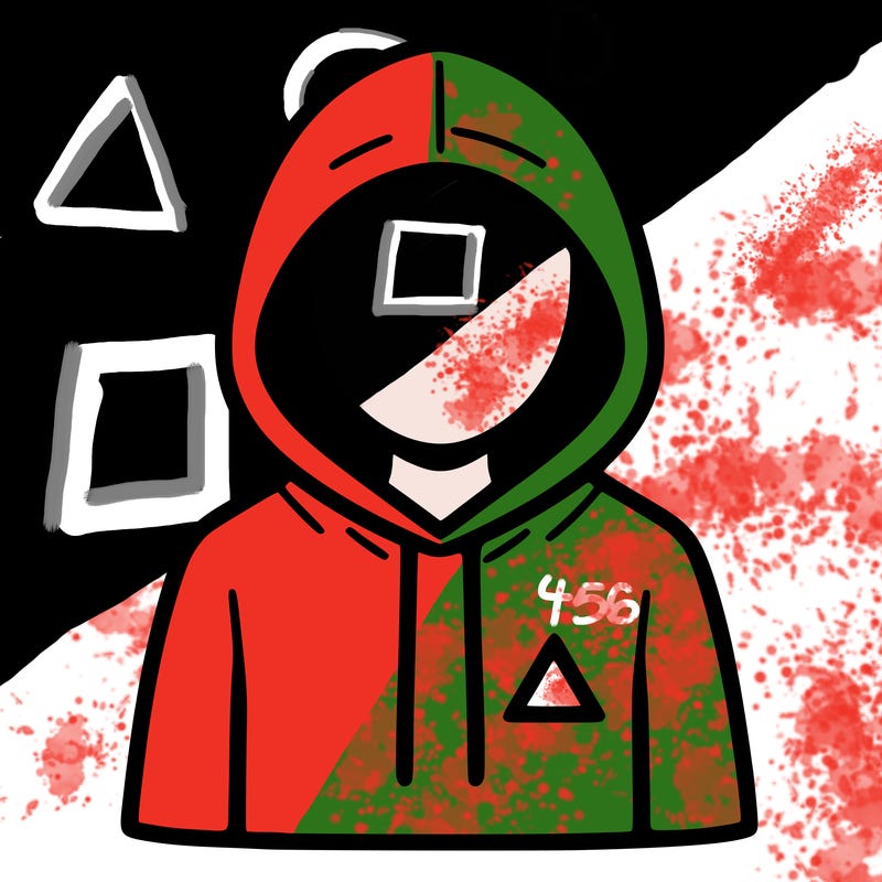 a person with non face waering a hoodie with a small triangle symbol