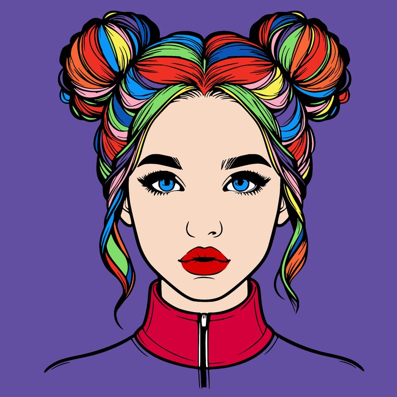 realistic woman that has space buns