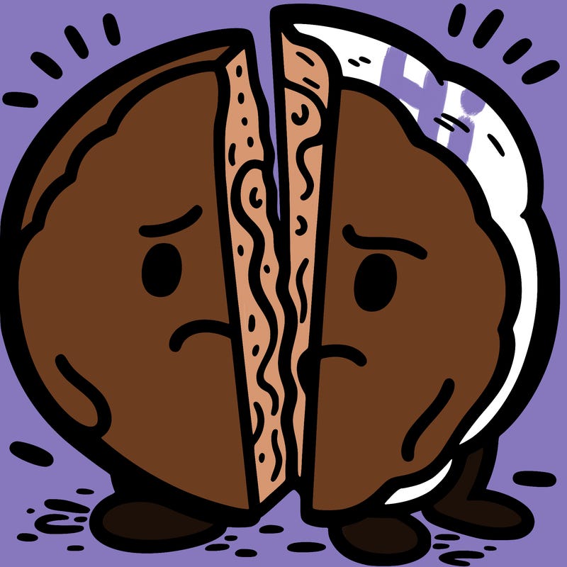 split in half