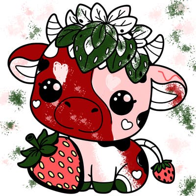 cute strawberry cow