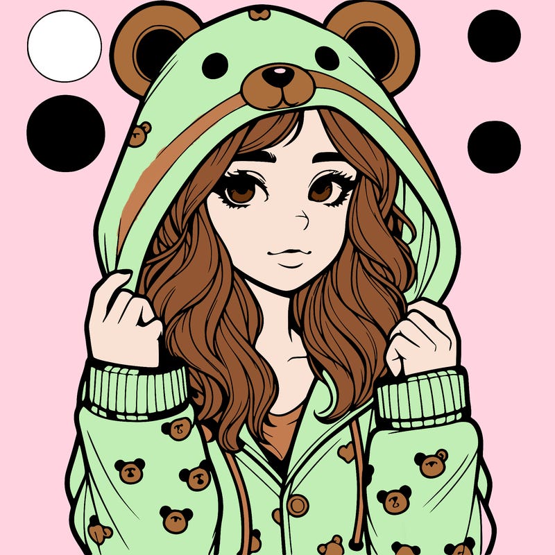 realistic girl in a animal pjs hoodie