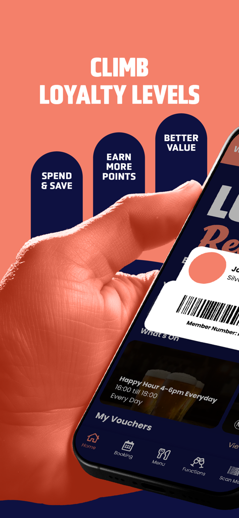 Loaded Rewards - Loaded Rewards app screen showing member loyalty levels and barcode