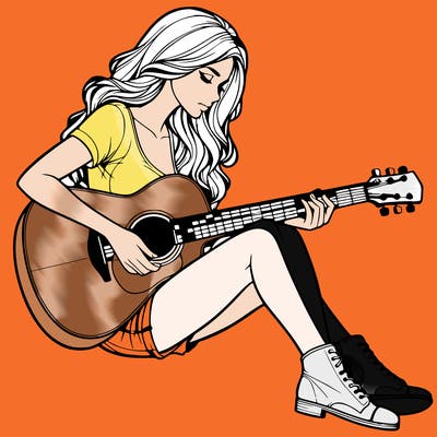 realistic woman play guitar