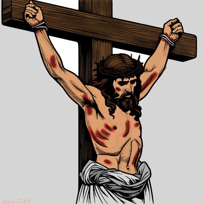 jesus realistic on the cross