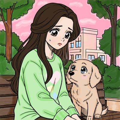 a sad girl with long hair