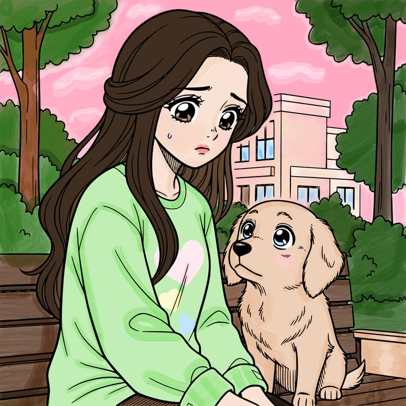 a sad girl with long hair