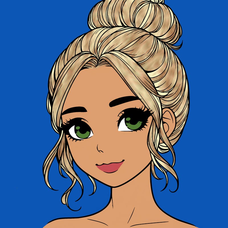 realistic pretty girl with hair in bun