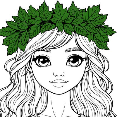 realistic girl with fall leaf crown