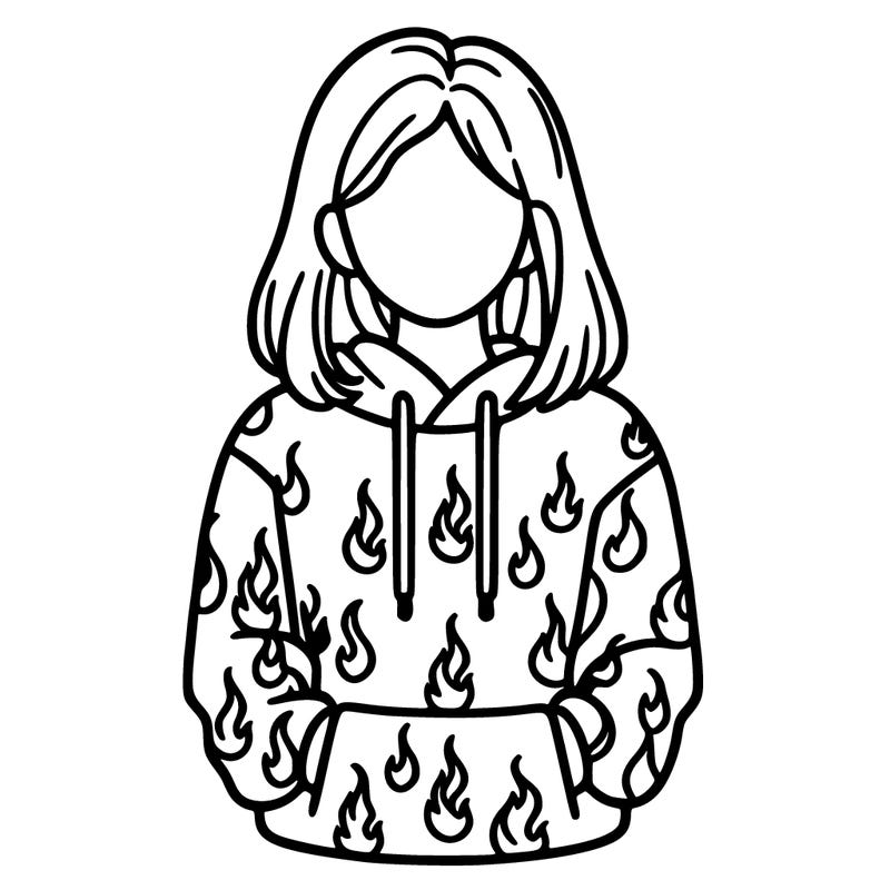 woman with fire hoodie