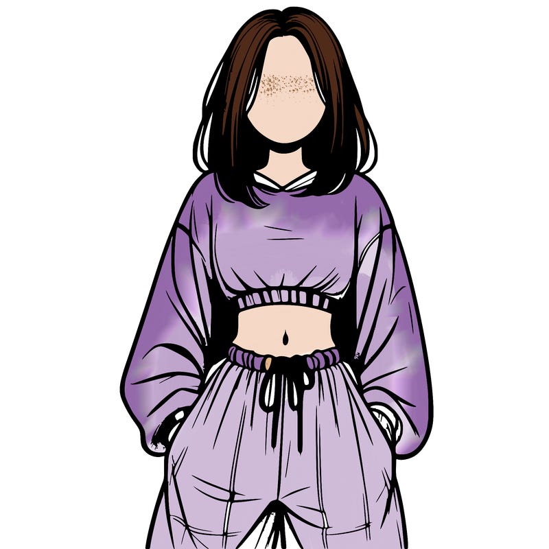 realistic girl faceless with baggy pants and a crop top