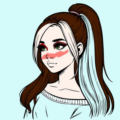 realistic girl with a high ponytail