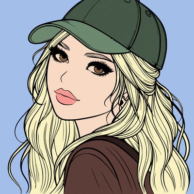 realistic beautiful girl with backward cap