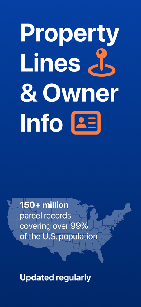 Parceled Land Map - Parceled Land Mapアプリには、物件の線、所有者情報、および米国の1億5000万件の区画記録が表示されています。