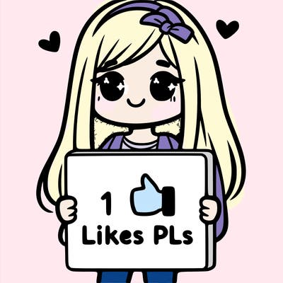 girl holding a sign saying 10 likes pls