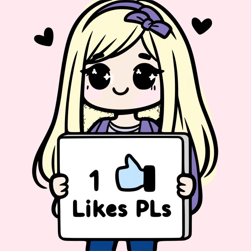 girl holding a sign saying 10 likes pls