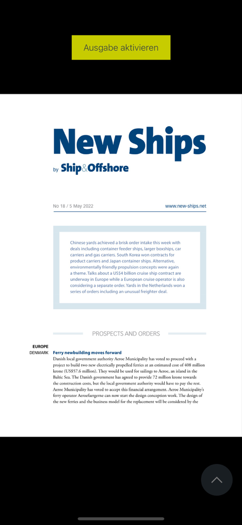 Maritime Media - Un número digital de la publicación New Ships de Ship and Offshore en la aplicación Maritime Media