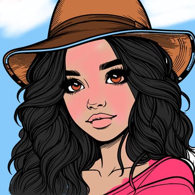 realistic girl with hat