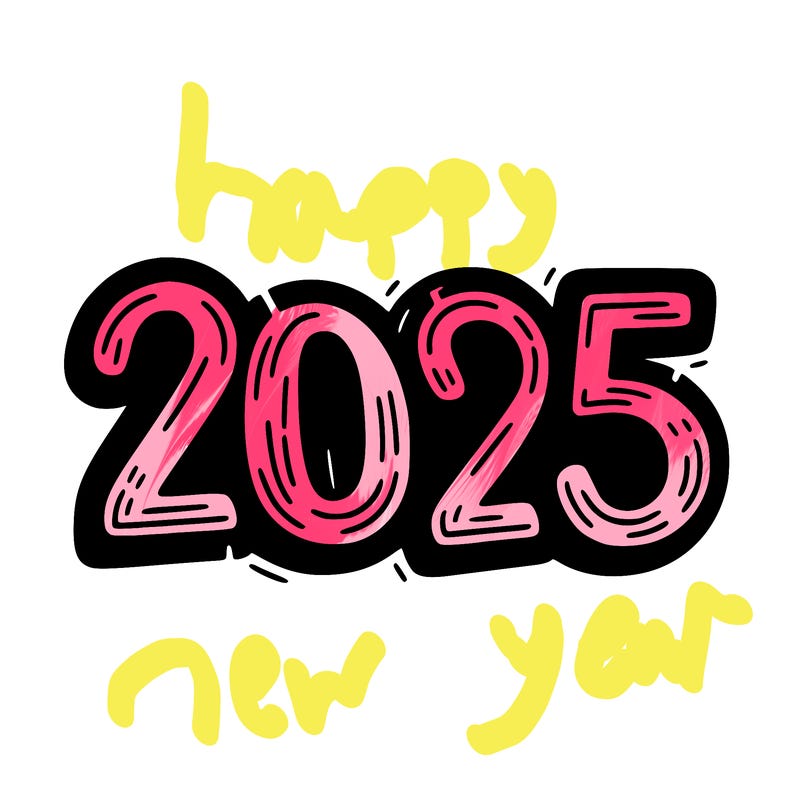 one line scrawled numbers sketch design “2025”