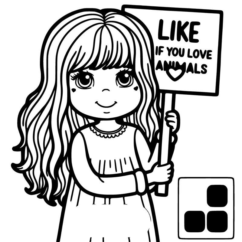 girl with sign that says “like if you love animals”