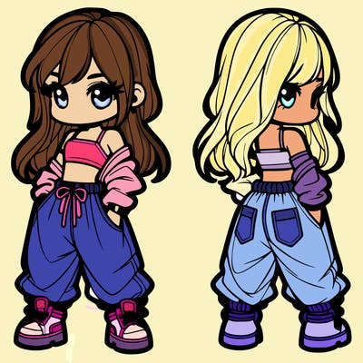 girl in crop top and baggy pants