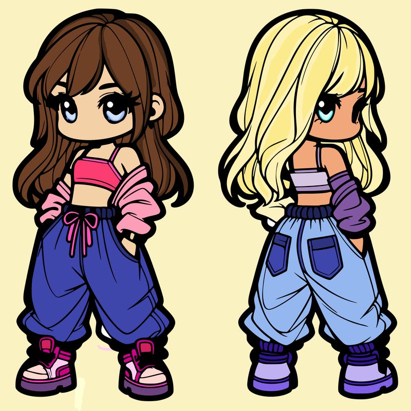 girl in crop top and baggy pants