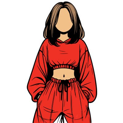 realistic girl faceless with baggy pants and a crop top
