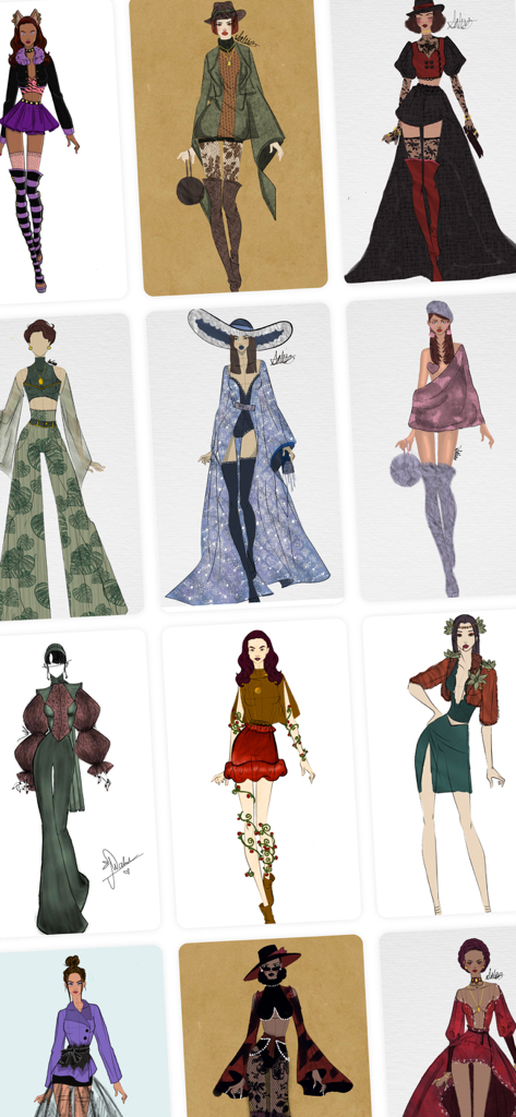 Fashion Design Sketches: Style - Una varietà di illustrazioni di moda digitali che mostrano diversi stili e outfit