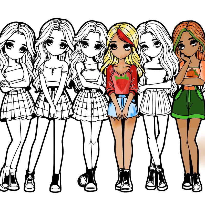 a group of girls realistic