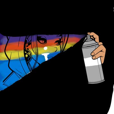 a realistic girl, spray painting