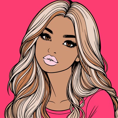 realistic girl with hair on her hair and lips