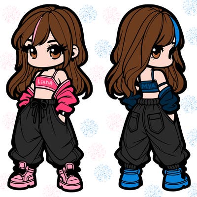 girl in crop top and baggy pants