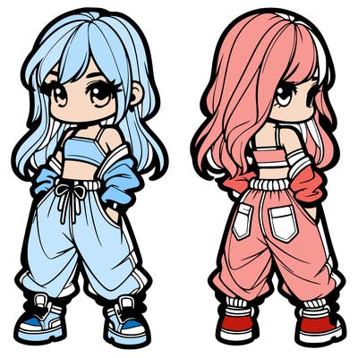 girl in crop top and baggy pants