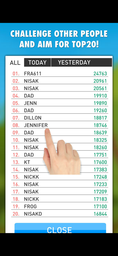 Top 20 global leaderboard scores in Spelling Test and Practice PRO app