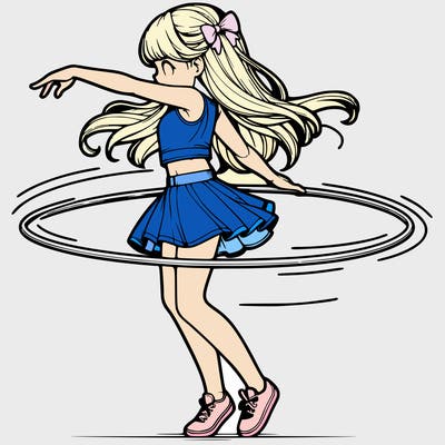 realistic girl spin hula hoop