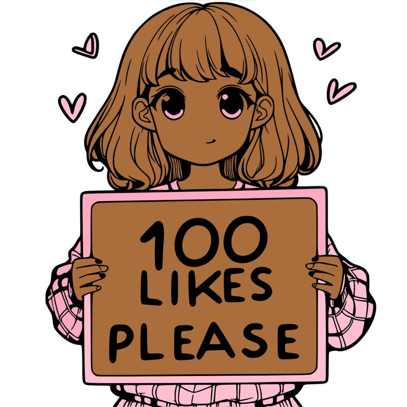 a girl holding a sign saying 100 likes please