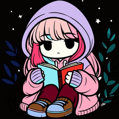 girl in oversized hoodie reading a book