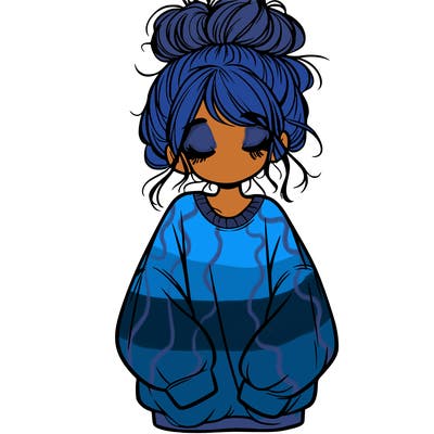 girl with baggy sweatshirt and messy bun