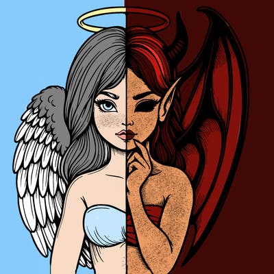 realistic angel half demon