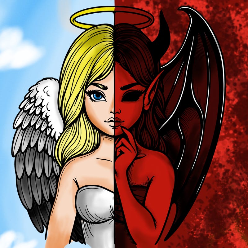 realistic angel half demon