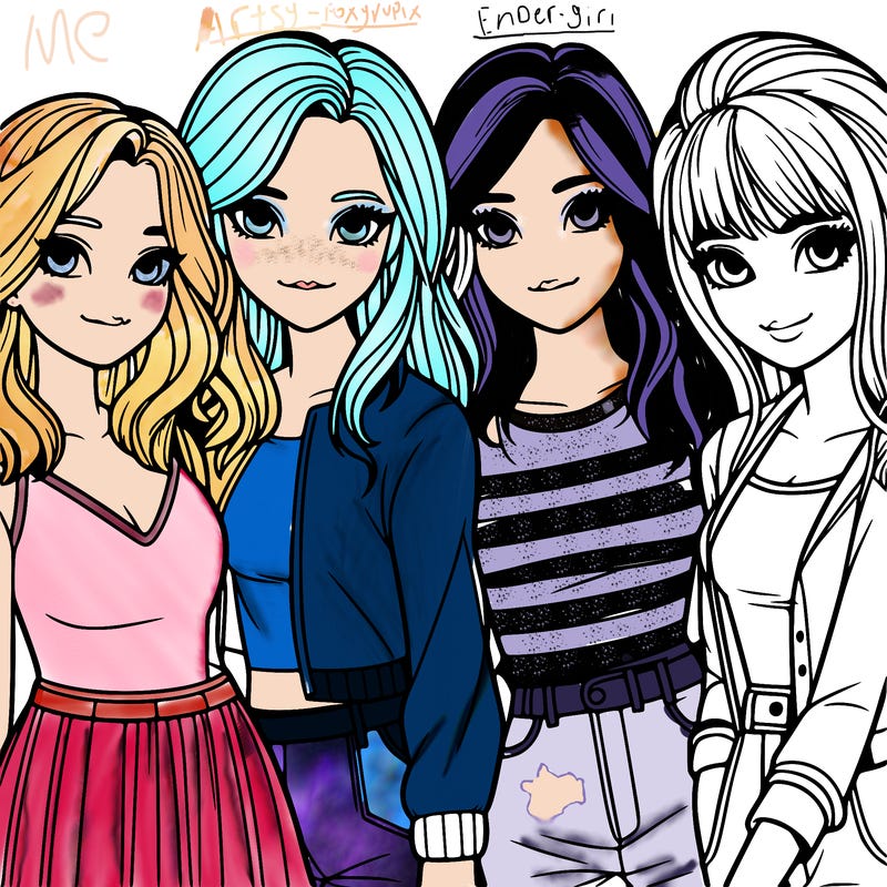 a group of girls realistic