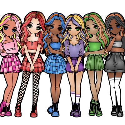 a group of girls realistic