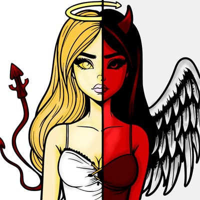 devil vs angel realistic girl