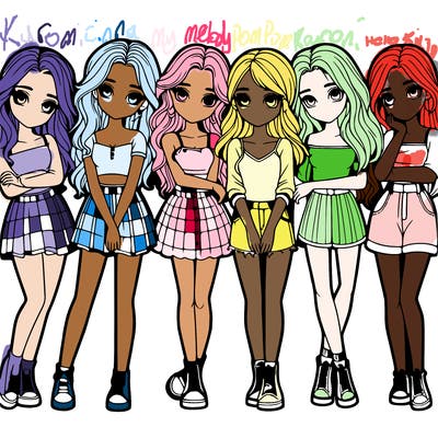 a group of girls realistic