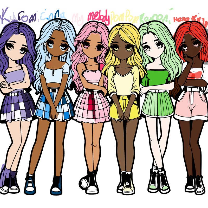 a group of girls realistic